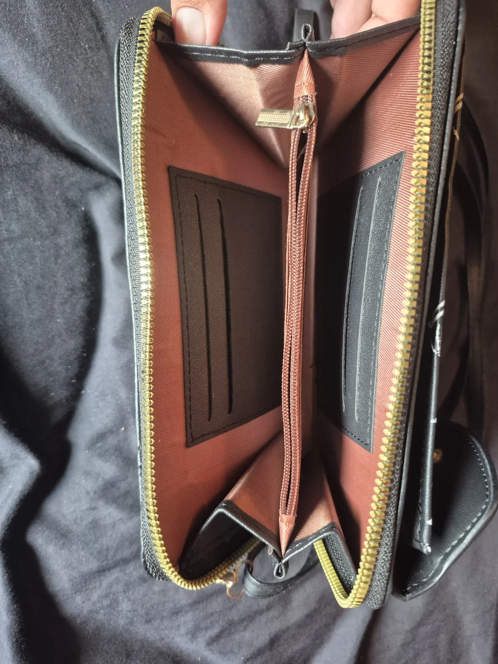 Black Skeleton Crossbody Wallet Bag